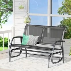 Outsunny 2-Person Outdoor Glider Bench Patio Double Swing Rocking Chair Loveseat W/Power Coated Steel Frame For Backyard Garden Porch -Crosley shop GUEST 2df225de 36a8 411e bc06 d12bbc203ffc