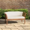 Stamford Eucalyptus Wood Outdoor Bench With Cushions - Natural - Alaterre Furniture