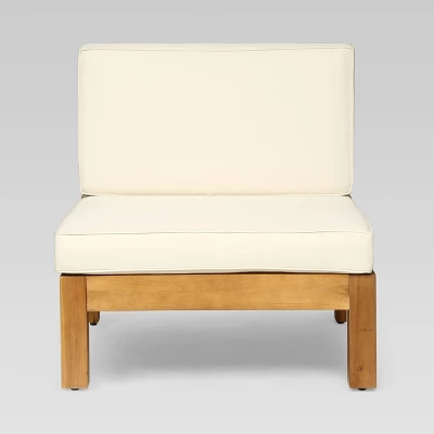 Brava 4pc Acacia Modular Sofa And Table Set - Teak/Beige - Christopher Knight Home 5 Brava 4pc Acacia Modular Sofa And Table Set - Teak/Beige - Christopher Knight Home - Image 5