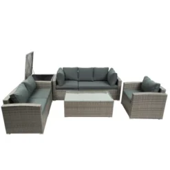 7-Piece Patio Wicker Sofa Set With Cushions, Table And Storage Box - ModernLuxe -Crosley shop GUEST 2e8ec920 29c7 46dd 8718 74ec7f919c39