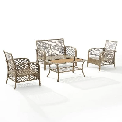 Tribeca 4pc Outdoor Wicker Conversation Set - Sand/Driftwood - Crosley 7 Tribeca 4pc Outdoor Wicker Conversation Set - Sand/Driftwood - Crosley - Image 7