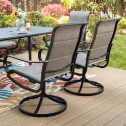 7pc Outdoor Dining Set With Steel Rectangle Table With Umbrella Hole & Padded Swivel Chairs - Captiva Designs -Crosley shop GUEST 2f9b578b e280 47a4 85d8 757d77c41dd6