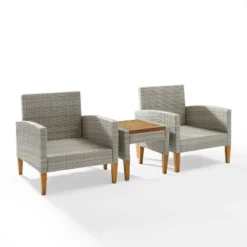Capella 3pc Outdoor Wicker Chair Set - Gray - Crosley -Crosley shop GUEST 2fa97d52 d0bd 44fb ae21 a3f6a688e4ef