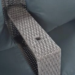 2pc Outdoor Wicker Conversation Sectional Set With Cushions & Half-Moon Side Table For Umbrella - Gray - GODEER -Crosley shop GUEST 2fc98bd2 49f4 4d21 8063 0521597b4364