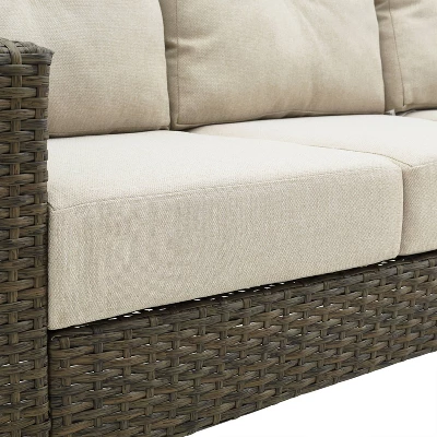 Rockport Outdoor Wicker High Back Sofa - Oatmeal/Light Brown - Crosley 10 Rockport Outdoor Wicker High Back Sofa - Oatmeal/Light Brown - Crosley - Image 10