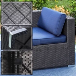 6pc Outdoor Rattan Wicker Sectional Sofa Set - Blue - Captiva Designs 13 6pc Outdoor Rattan Wicker Sectional Sofa Set - Blue - Captiva Designs -Crosley shop GUEST 3078b348 92ee 4ef8 88cd 752dcbc58a8a