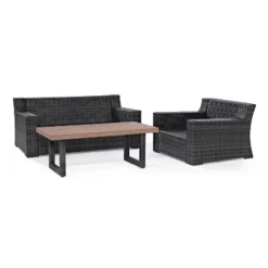 Beaufort 3pc Outdoor Wicker Conversation Set - Mist - Crosley -Crosley shop GUEST 30cc4da7 e17b 4a3d 8740 b69cc62faab2
