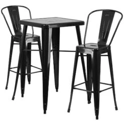 Emma And Oliver Commercial Grade 23.75" Square Metal Indoor-Outdoor Bar Table Set, 2 Back Stools -Crosley shop GUEST 31c2a244 4041 418d a5b4 a9247dd44836