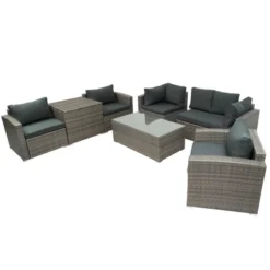 7-Piece Patio Wicker Sofa Set With Cushions, Table And Storage Box - ModernLuxe -Crosley shop GUEST 33082bf4 8b03 4777 a583 ad95a3a86657