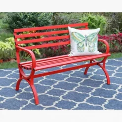 Outdoor Steel Loveseat Bench - Red - Captiva Designs 8 Outdoor Steel Loveseat Bench - Red - Captiva Designs -Crosley shop GUEST 3459cbe0 65f6 431a bfb5 5e9335c323f5