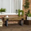 HOMCOM Garden Bench With Metal Legs, Rustic Wood Effect Concrete Dining Bench, Indoor Or Outdoor Use For Patio, Park, Porch And Lawn, Natural & Black