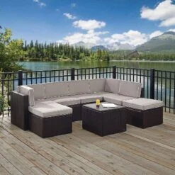 Palm Harbor 8pc All-Weather Wicker Patio Seating Set - Gray - Crosley -Crosley shop GUEST 34980aef 1840 4fdc a0a5 9aba16ea4caa