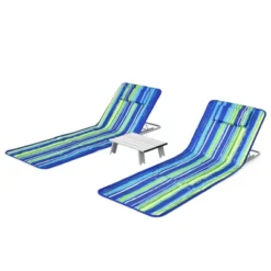 Tangkula 3PCS Folding Beach Mat Set Adjustable Beach Lounge Chair & Side Table Set -Crosley shop GUEST 34a0bafa 68ff 4a85 9aeb 0d260edf1579