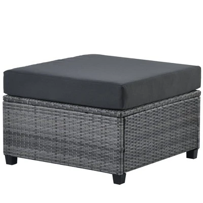 7pc Outdoor Set With Rattan Sofa & Cushions - Gray - GODEER 11 7pc Outdoor Set With Rattan Sofa & Cushions - Gray - GODEER - Image 11