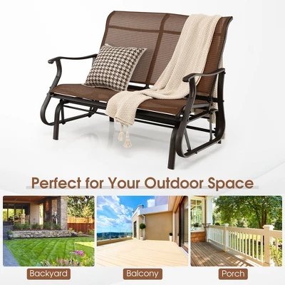 Costway 2-Person Patio Swing Glider Bench Loveseat Rocking Chair High Back Deck 4 Costway 2-Person Patio Swing Glider Bench Loveseat Rocking Chair High Back Deck - Image 4