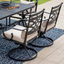 Captiva Designs 7pc Steel Outdoor Patio Dining Set With Swivel Chairs & Cushions Black -Crosley shop GUEST 35a64f18 50f1 4c96 a2cc 586708f9b459