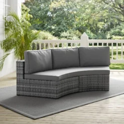 Catalina Wicker Round Sectional Sofa - Gray - Crosley -Crosley shop GUEST 373c3a95 eabe 49bd 98fe 71e7ed3f31cc