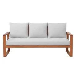 Grafton Eucalyptus 3 Seat Outdoor Bench With Cushions - Gray/Natural - Alaterre Furniture -Crosley shop GUEST 37424df4 17ae 47fe 8fda 8217630e4b9a