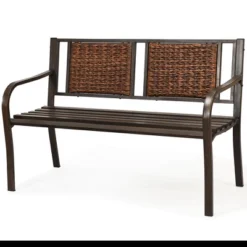 Costway Patio Garden Bench Steel Frame Rattan Backrest Park Yard Outdoor Porch Furniture 13 Costway Patio Garden Bench Steel Frame Rattan Backrest Park Yard Outdoor Porch Furniture -Crosley shop GUEST 37ad9ac4 acb5 49ad a389 16107cc14b58