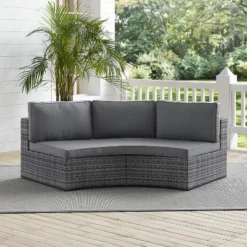 Catalina Wicker Round Sectional Sofa - Gray - Crosley -Crosley shop GUEST 37c996ae 3ebe 4fff b863 6771ee99b674