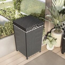 2pc Maksville Outdoor Aluminum Storage Bench & Trash Can - MiBasics -Crosley shop GUEST 37f92f8c 852a 4521 b8f0 b0b9f76b7a2e