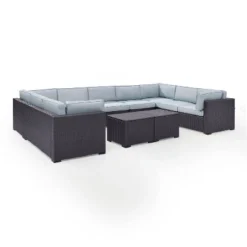 Biscayne 7pc Outdoor Wicker Sectional Set With 2 Coffee Tables - Mist - Crosley 10 Biscayne 7pc Outdoor Wicker Sectional Set With 2 Coffee Tables - Mist - Crosley -Crosley shop GUEST 38291d09 0fc2 4068 8eae d5200bde3917