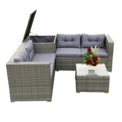 4pc Wicker Patio Conversation Seating Set With Thick Cushions - Gray - GODEER 22 4pc Wicker Patio Conversation Seating Set With Thick Cushions - Gray - GODEER -Crosley shop GUEST 383165ef 8a46 4743 a96b 7f5ffca7b1a2