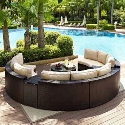 Catalina 6pc Outdoor Wicker Sectional Set - Sand/Brown - Crosley -Crosley shop GUEST 385192ba 946d 4c47 9ab4 9295935d6d0d
