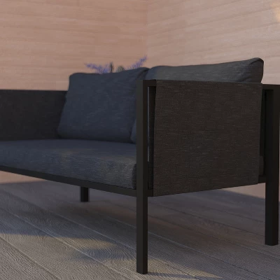 Merrick Lane Outdoor Love Seat/Sofa With Removable Fabric Cushions And Steel Frame 5 Merrick Lane Outdoor Love Seat/Sofa With Removable Fabric Cushions And Steel Frame - Image 5