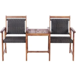 Costway 2-Seat Patio Rattan Bench Acacia Wood Frame Table W/Umbrella Hole Deck 16 Costway 2-Seat Patio Rattan Bench Acacia Wood Frame Table W/Umbrella Hole Deck -Crosley shop GUEST 398f82b9 00eb 4b96 8cea 56f461c3ae63