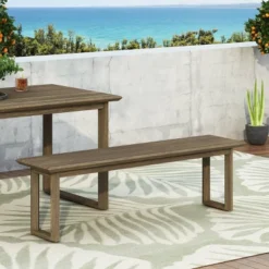 Nibley Outdoor Acacia Wood Dining Bench Gray - Christopher Knight Home -Crosley shop GUEST 39a87a0b 62cf 4d32 9a26 4cf422800699