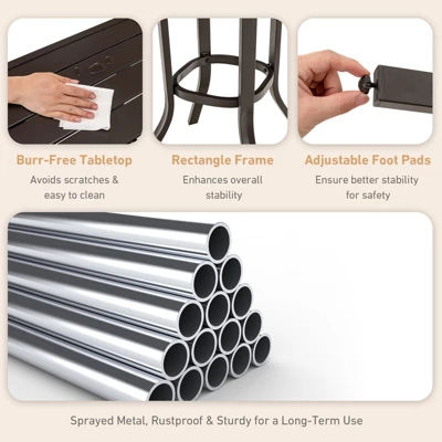 Tangkula Set Of 3 Swivel Bar Height Bistro Set Cushioned Table Stools Furniture Patio Outdoor 5 Tangkula Set Of 3 Swivel Bar Height Bistro Set Cushioned Table Stools Furniture Patio Outdoor - Image 5