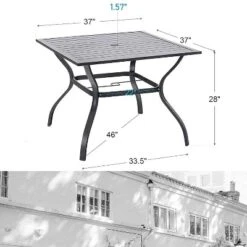 5pc Patio Dining Set With Steel Table With 1.57" Umbrella Hole & Padded Arm Chairs - Captiva Designs 22 5pc Patio Dining Set With Steel Table With 1.57" Umbrella Hole & Padded Arm Chairs - Captiva Designs -Crosley shop GUEST 3a1af48b 30f8 4e12 9a7e 9907f28a53c6