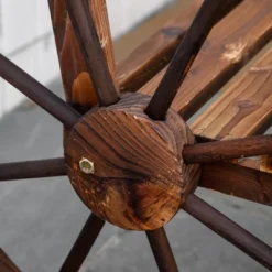 Outsunny Wooden Wagon Wheel Bench, 3-Person Rustic Slatted Seat, Outdoor Patio Furniture, Brown -Crosley shop GUEST 3a8f5ac8 0c37 4553 98c9 c3359cab2328