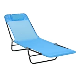 Outsunny Portable Sun Lounger, Lightweight Folding Chaise Lounge Chair W/ Adjustable Backrest & Pillow For Beach, Poolside And Patio -Crosley shop GUEST 3b39c429 4d36 4a63 ae35 a3545740ca54