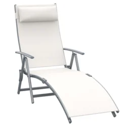 Outsunny Steel Fabric Outdoor Folding Chaise Lounge Chair Recliner With Portable Design & 7 Adjustable Backrest Positions -Crosley shop GUEST 3c88b244 69f6 498f 98f5 110bf2f25936