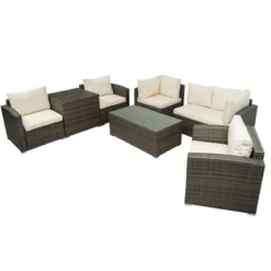 7pc Wicker Patio Set With Cushions & Storage Box - Gray/Beige - GODEER 22 7pc Wicker Patio Set With Cushions & Storage Box - Gray/Beige - GODEER -Crosley shop GUEST 3ce846b6 8529 4db2 a7fd 2cc6356a48f5 1