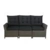 Asti Wicker 3 Seat Reclining Sofa With Cushions - Gray - Alaterre Furniture