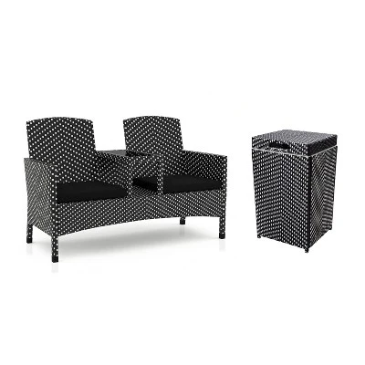 2pc Maksville Aluminum Patio Loveseat & Trash Can - MiBasics 13 2pc Maksville Aluminum Patio Loveseat & Trash Can - MiBasics - Image 13