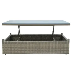 5pc Outdoor Wicker Conversations Set With Adjustable Sofa, Ottomans & Accent Table - Gray - GODEER 14 5pc Outdoor Wicker Conversations Set With Adjustable Sofa, Ottomans & Accent Table - Gray - GODEER -Crosley shop GUEST 3d91dc58 7ede 432b af05 931ce6d8b50a