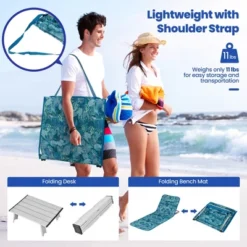 Tangkula 3PCS Folding Beach Mat Set Adjustable Beach Lounge Chair & Side Table Set -Crosley shop GUEST 3dedfc1c 7435 4f99 a690 1e90b5039df6