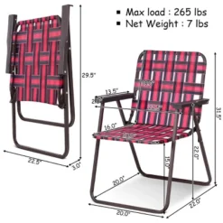 Costway 6pcs Folding Beach Chair Camping Lawn Webbing Chair Lightweight 1 Position Red -Crosley shop GUEST 3e57f60f e8d4 44c9 84c3 aef726a32d11