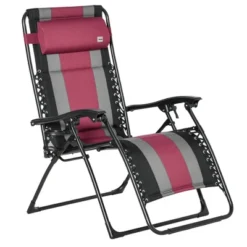 Outsunny XL Oversize Zero Gravity Recliner, Padded Patio Lounger Chair, Folding Chair With Adjustable Backrest, Cup Holder And Headrest For Backyard, Poolside, Lawn -Crosley shop GUEST 3efa5b41 2aab 4d14 a450 ef0633542baf