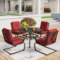 Captiva Designs 5pc Patio Dining Set With Square Table & 4 Metal Spring Motion Chairs -Crosley shop GUEST 3fbb0f01 d161 4fae beac 2ce39a5e4138