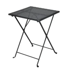 3pc Wicker Folding Outdoor Bistro Set With Cushions - Black/Beige - GODEER -Crosley shop GUEST 405d0b2d 04ad 4a3a b099 8bb135273787