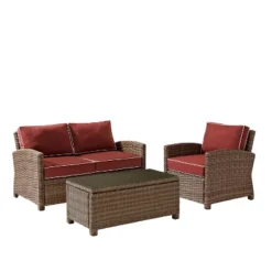 Bradenton 3pc Outdoor Conversation Set With Loveseat & Armchair With Coffee Table - Crosley -Crosley shop GUEST 40755c45 5626 42a7 9fb2 99dee0865521