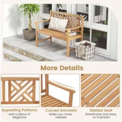 Costway Patio Acacia Wood 2-Person Slatted Bench Outdoor Loveseat Chair Garden Natural -Crosley shop GUEST 40e64b43 8ba4 460d a17e bfc6b4e4f03f