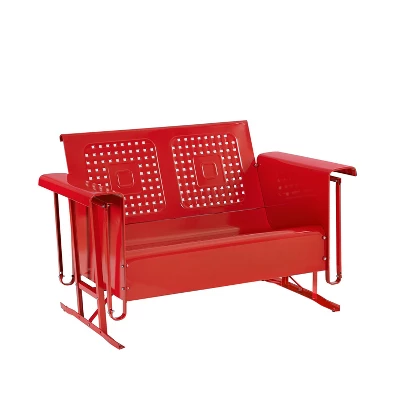 Bates Outdoor Loveseat Glider - Bright Red - Crosley 3 Bates Outdoor Loveseat Glider - Bright Red - Crosley - Image 3
