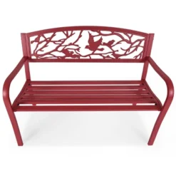 Costway Patio Garden Bench Park Yard Outdoor Furniture Cast Iron Porch Chair Red -Crosley shop GUEST 422c6d68 11d7 46ab 93d3 f1df457c123d