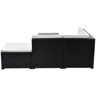 5pc Wicker Patio Conversation Set With Cushions - Black/Beige - GODEER 6 5pc Wicker Patio Conversation Set With Cushions - Black/Beige - GODEER - Image 6